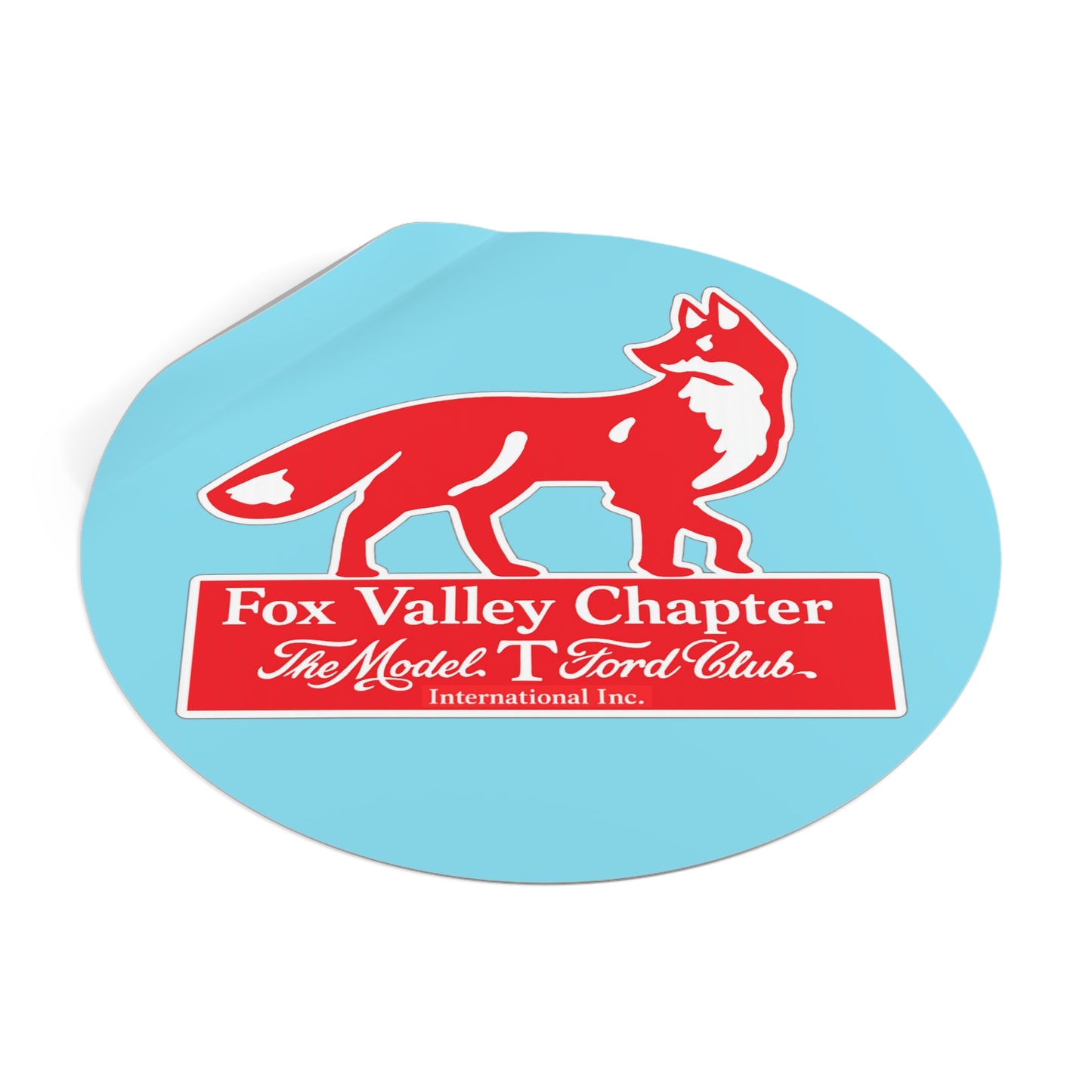 Fox Valley Chapter Model T Ford Club Round Vinyl Sticker — The Model T Ford Club Logo