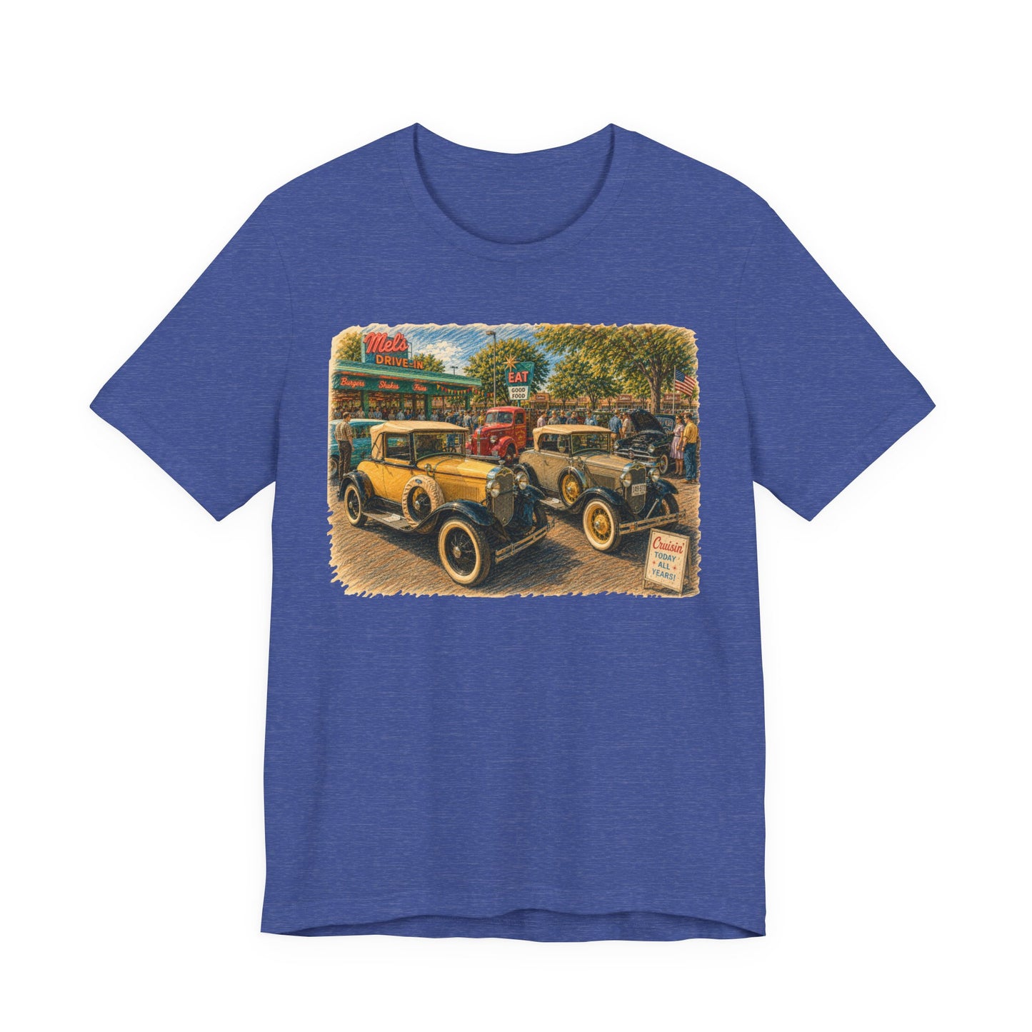 Mel's Drive-In Car Show T-Shirt — Unisex Jersey Short Sleeve Tee