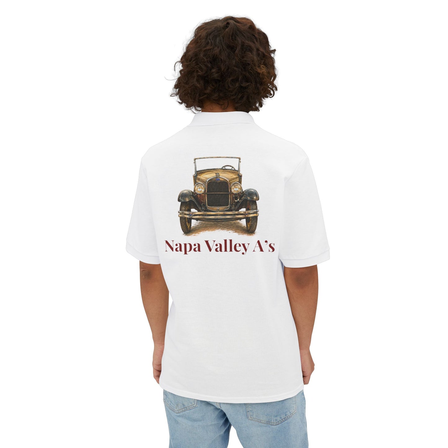 Napa Valley A's Classic Cotton Polo - Small Chest Logo and Large Back Logo
