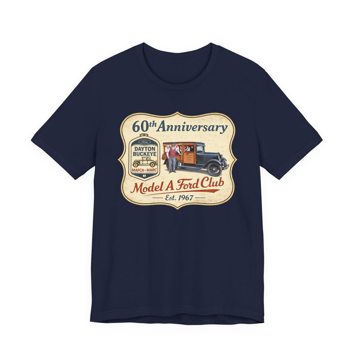 Dayton Buckeye Model A Ford Club 60th Anniversary Tee (Piney Wood Farm) - Unisex Soft Short Sleeve Tee