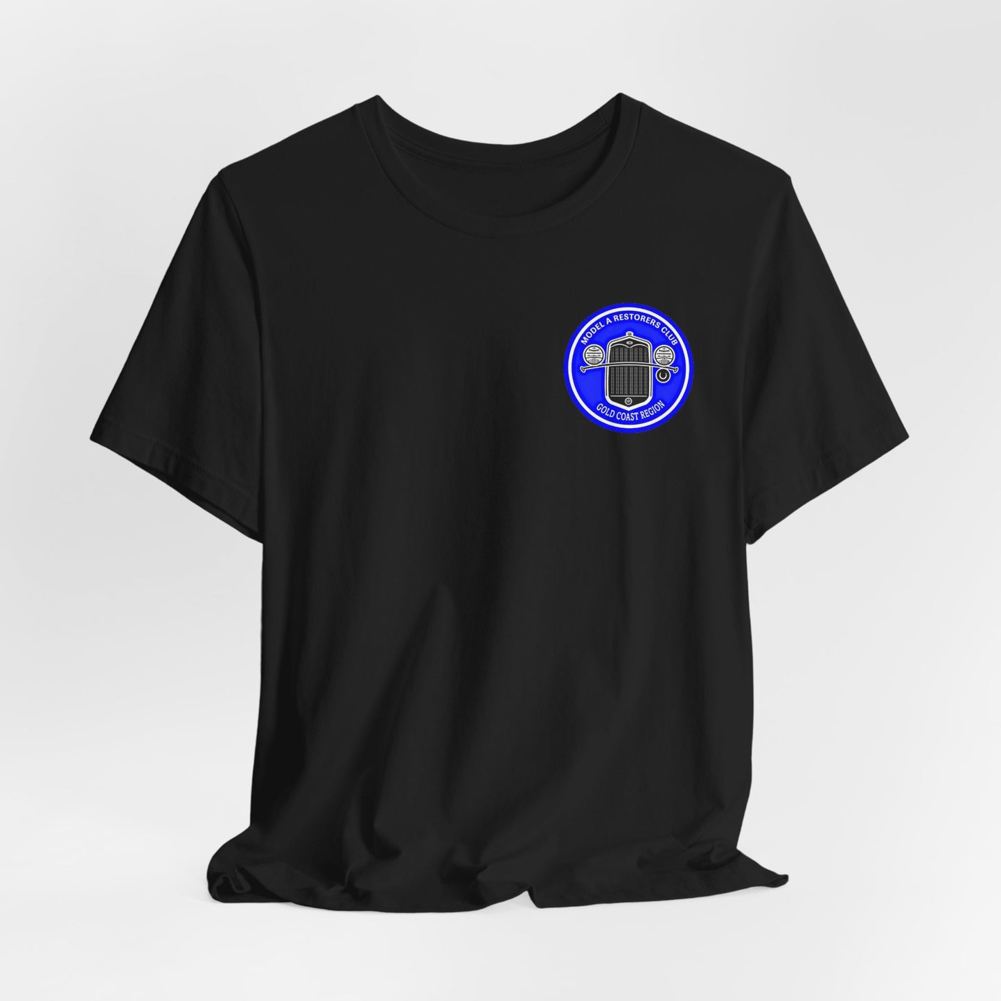 Gold Coast Region Model A Restorers Club T‑Shirt (small logo on front & large logo on back)
