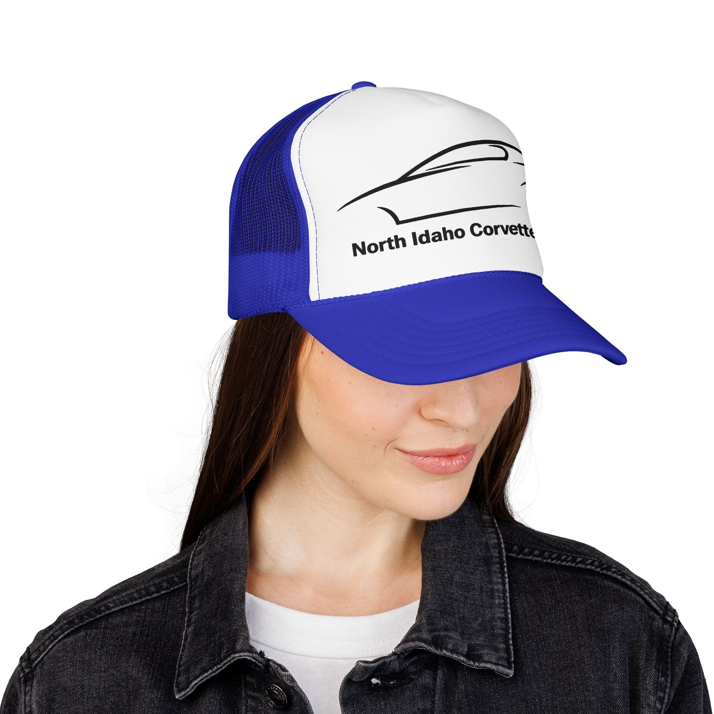 North Idaho Corvette Club Printed Trucker Hat – Classic Car Outline Foam Cap
