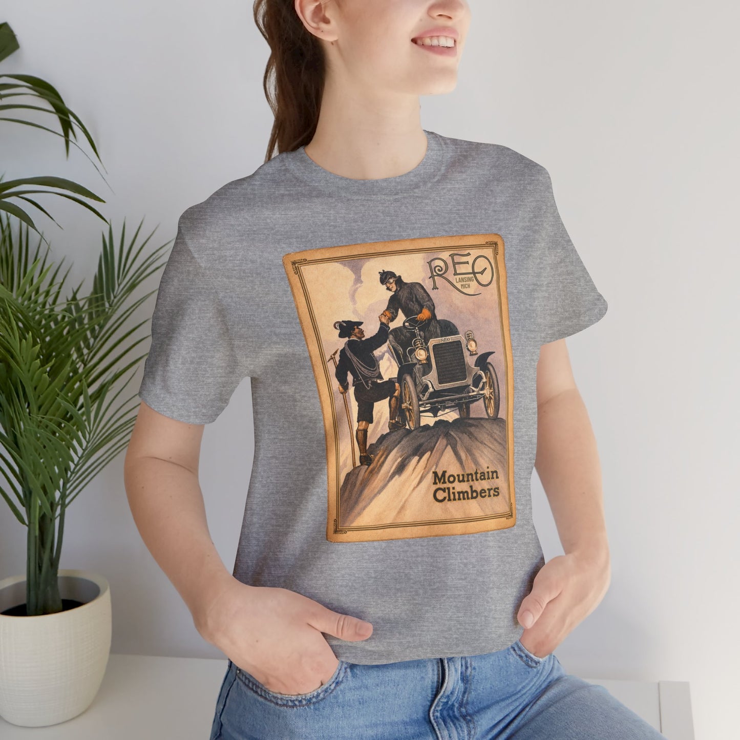 REO Lansing Michigan Mountain Climbers T-Shirt - Unisex Soft Short Sleeve Tee