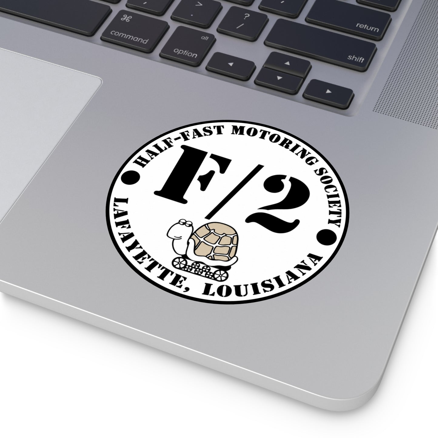Half-Fast Motoring Society Round Sticker — Lafayette Louisiana