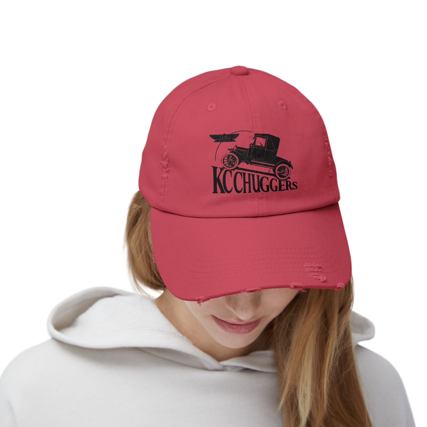 Distressed Baseball Cap — Vintage Car KC Chuggers Logo