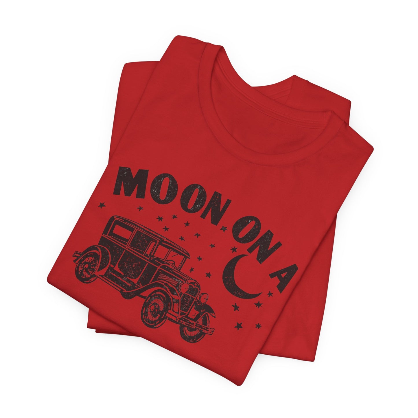 Moon On A Vintage Car T-Shirt — Retro Moon Graphic Tee