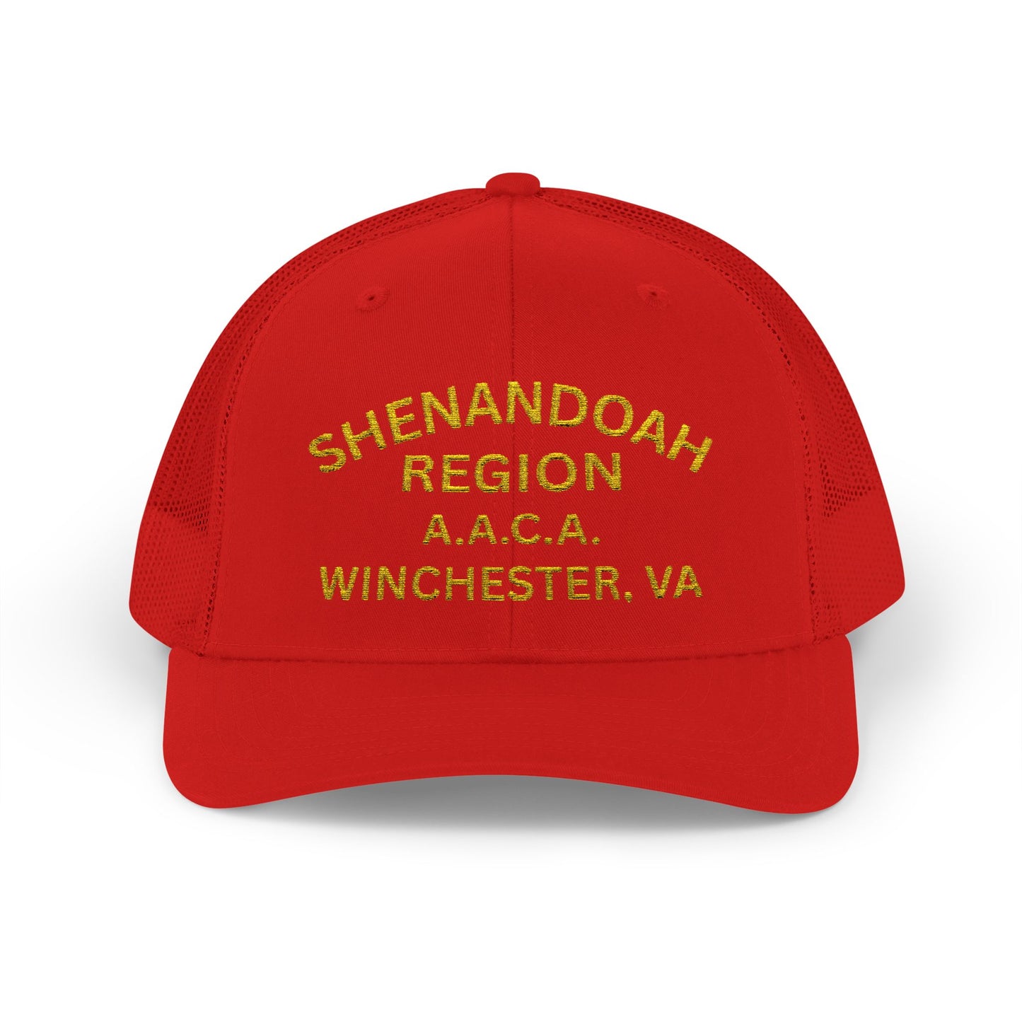 Shenandoah Region Embroidered Trucker Cap — "Shenandoah Region A.A.C.A. Winchester, VA" Mesh Snapback