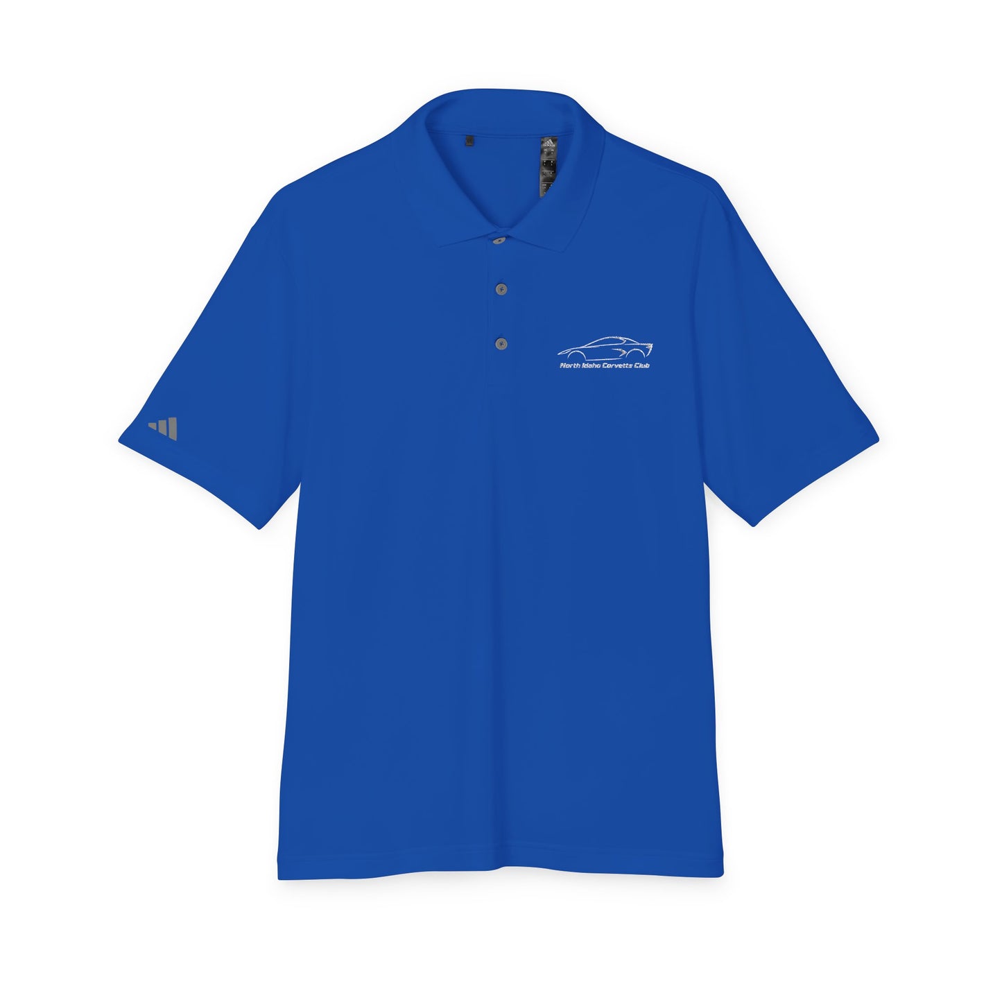 North Idaho Corvette Club White Embroidered Polo — adidas Unisex Performance Polo