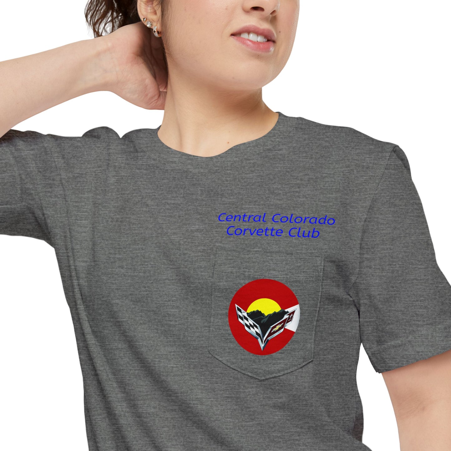 Central Colorado Corvette Club Pocket T-Shirt — Front & Back Logos