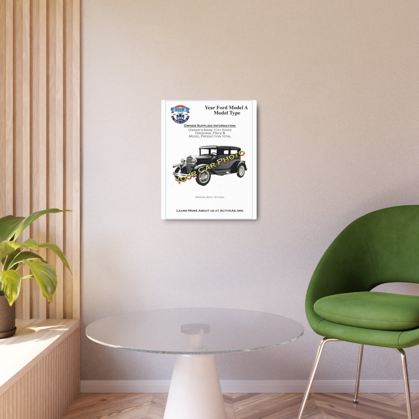 Active A's Ford Model A Club Metal Art Sign — “Southeast PA Active A’s” Vintage Car Emblem (Est. 1991)