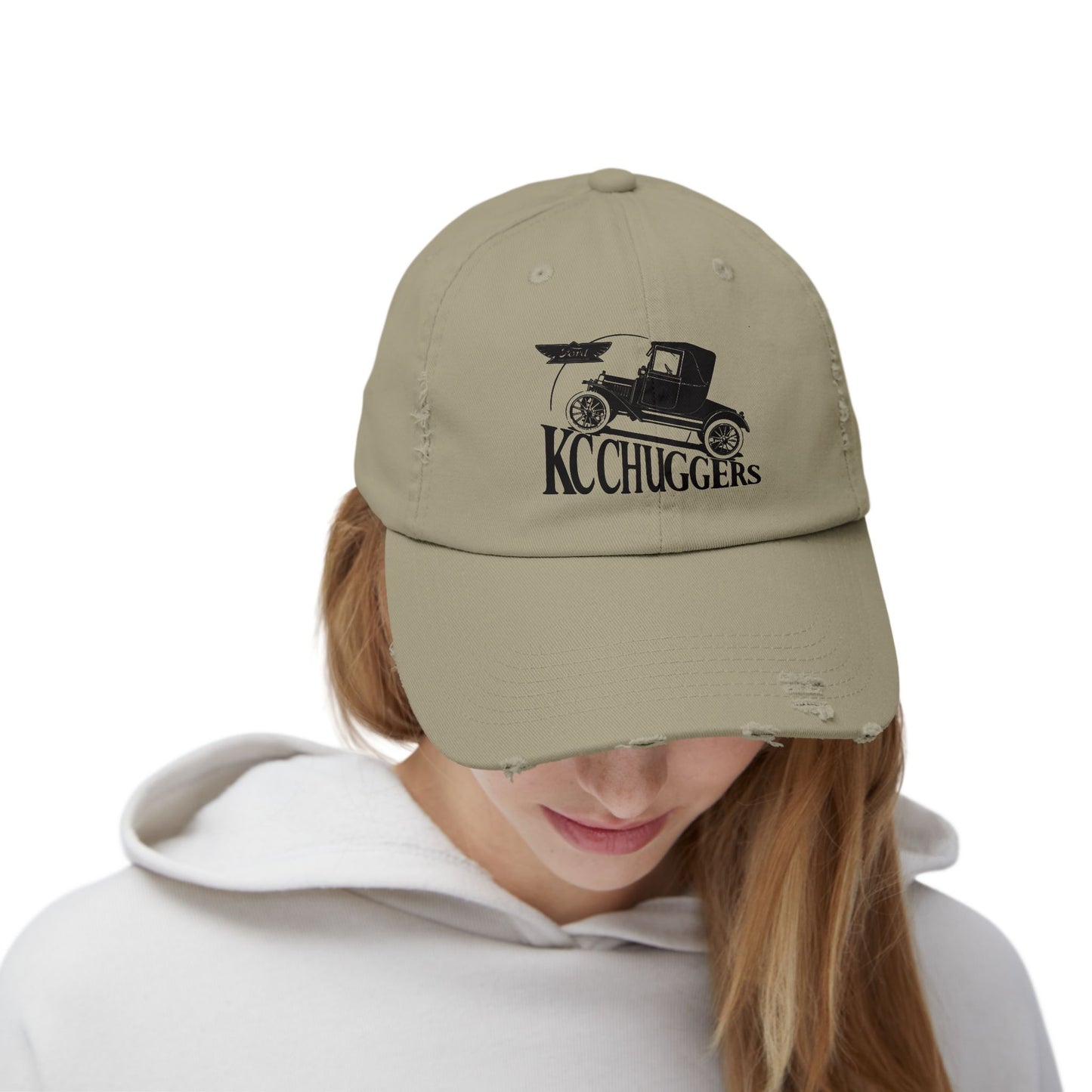 Distressed Baseball Cap — Vintage Car KC Chuggers Logo