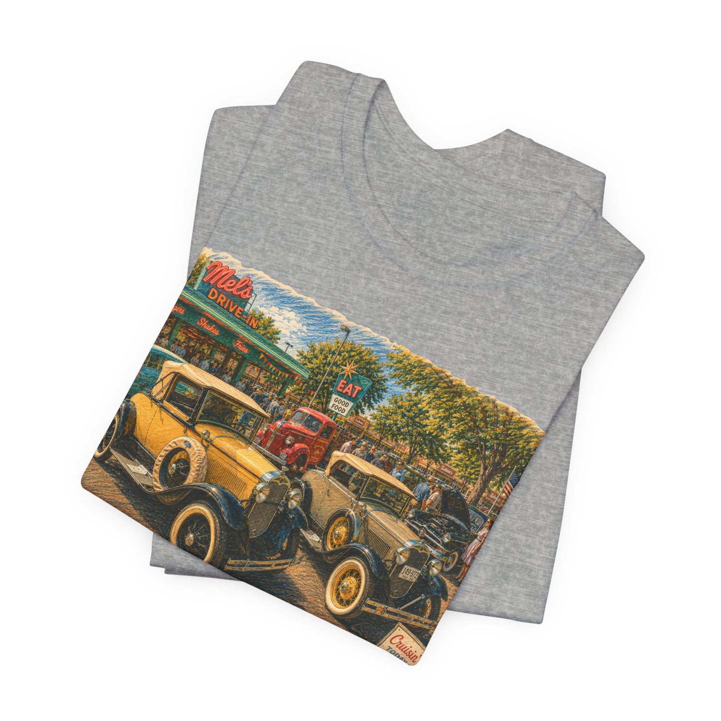 Mel's Drive-In Car Show T-Shirt — Unisex Jersey Short Sleeve Tee