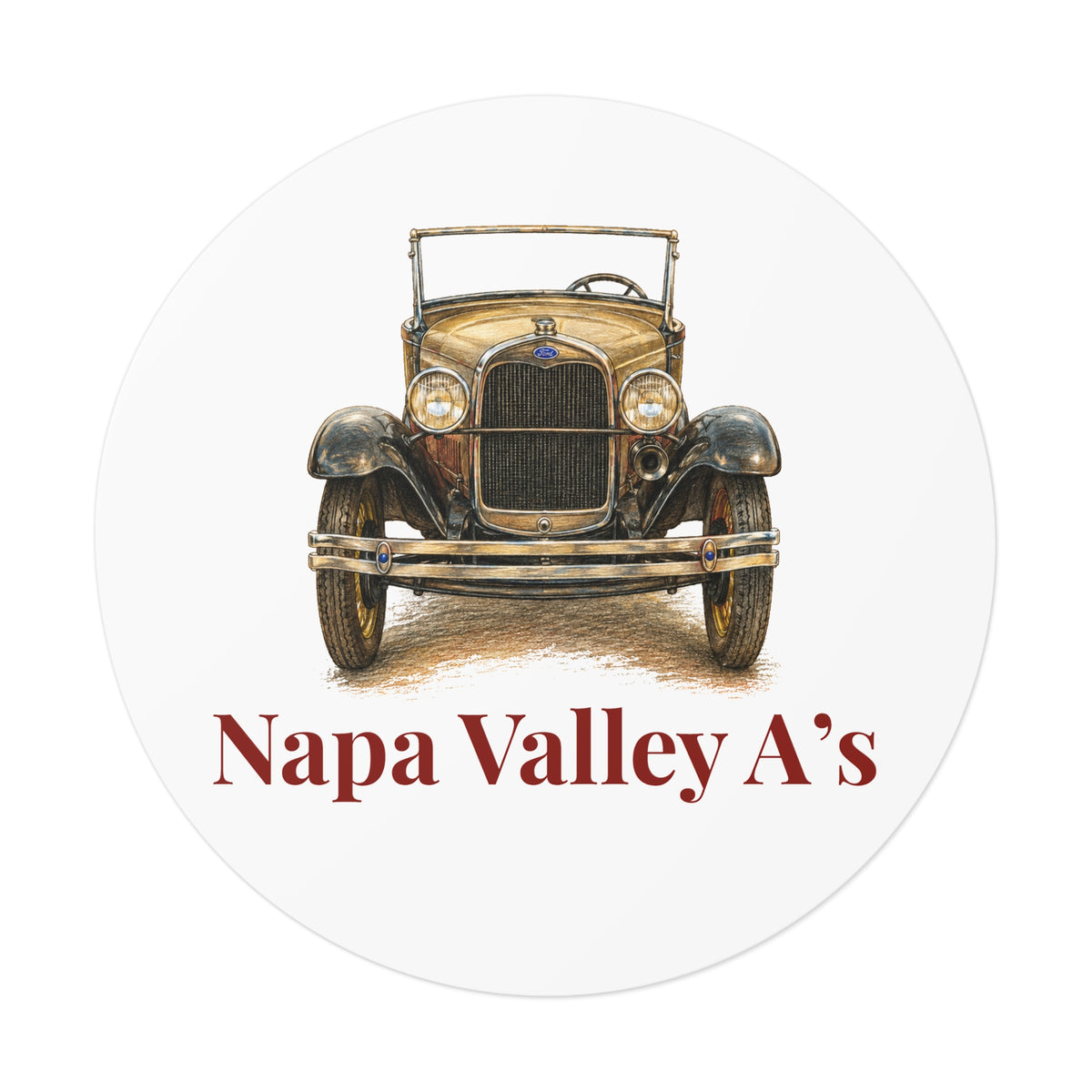 Napa Valley A's Round Vinyl Sticker — Great for Windshields!