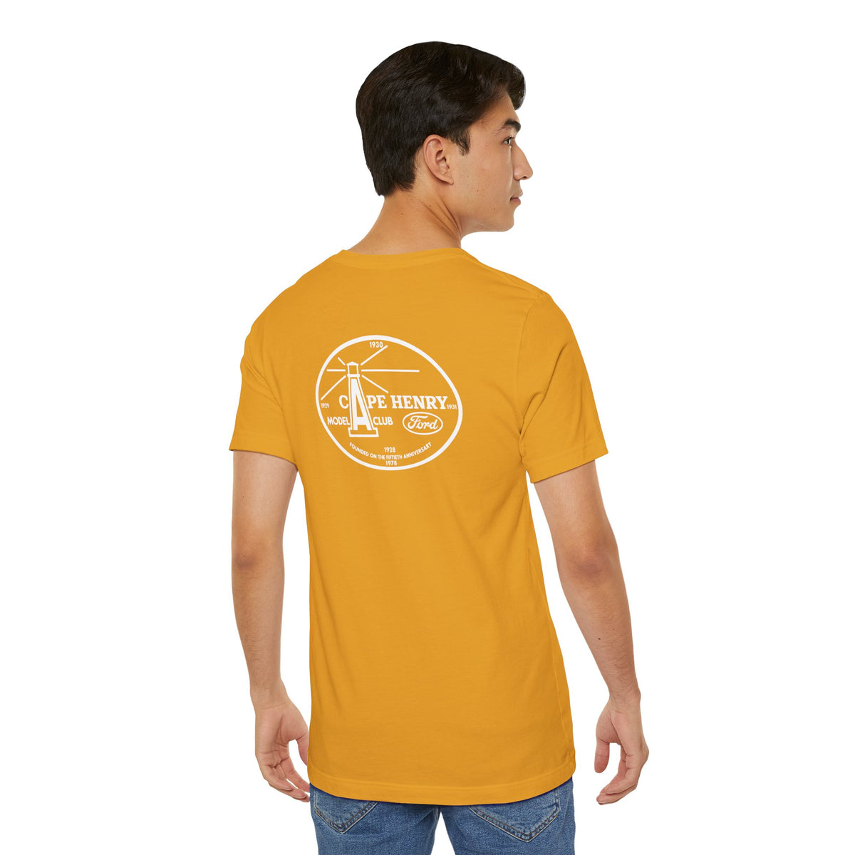 Cape Henry Model A Club Unisex Soft Short Sleeve Tee - Front and Back Logos