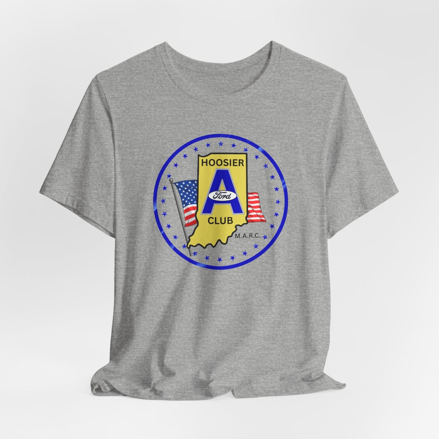 Hoosier A Ford Club T-Shirt — Indiana Flag Patch with American Flags