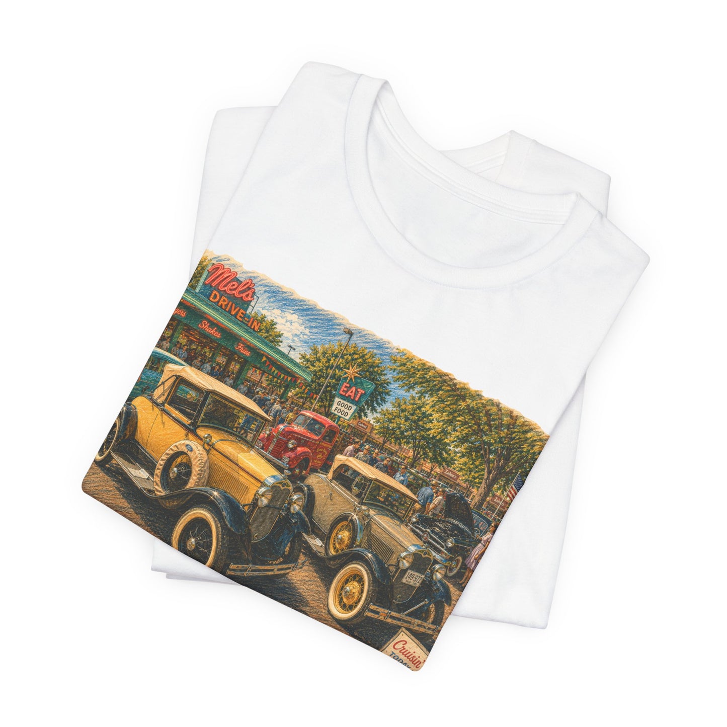 Mel's Drive-In Car Show T-Shirt — Unisex Jersey Short Sleeve Tee