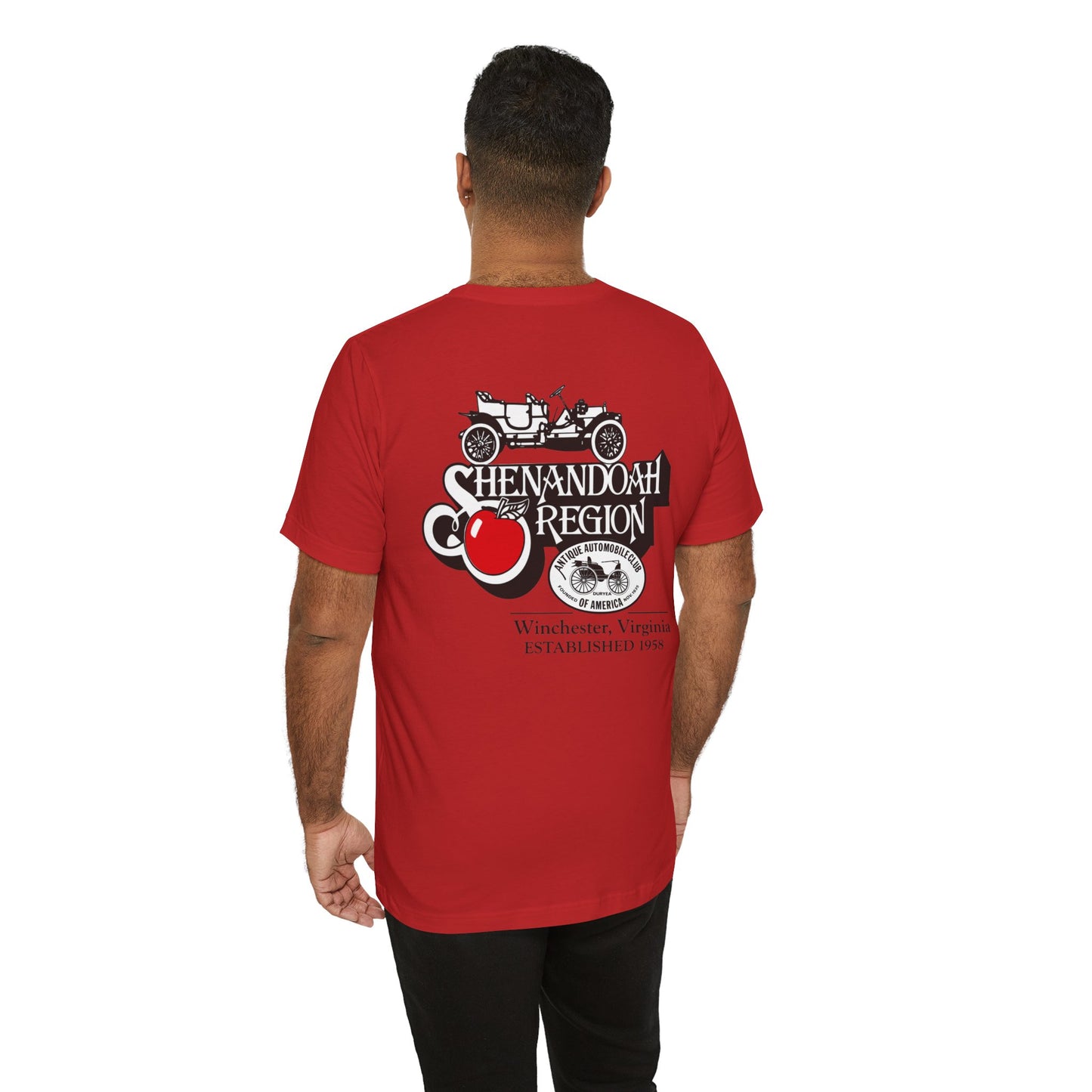 Shenandoah Region AACA Tee — Small White AACA Logo on Front and Large White Shenandoah Region AACA Logo on Back