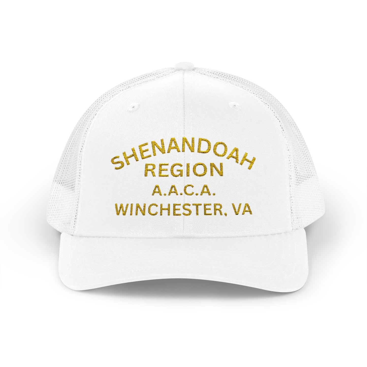 Shenandoah Region Embroidered Trucker Cap — "Shenandoah Region A.A.C.A. Winchester, VA" Mesh Snapback