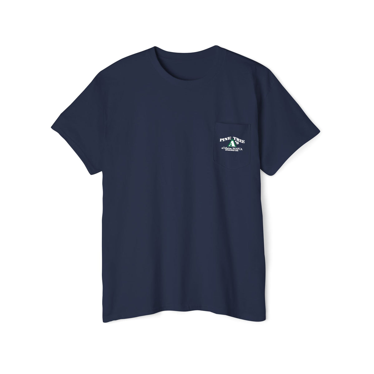 Pine Tree A's of Maine, MAFCA Front and Back Logos — Unisex Heavy Cotton Pocket Tee