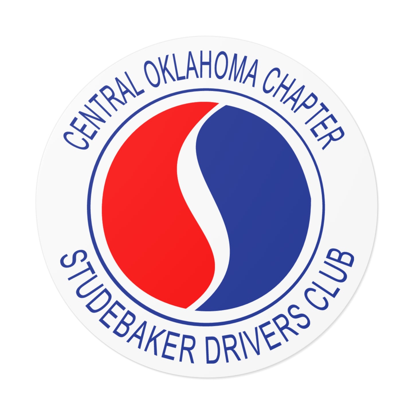 Central Oklahoma Chapter Studebaker Drivers Club Round Vinyl Sticker - Great for Windshields!