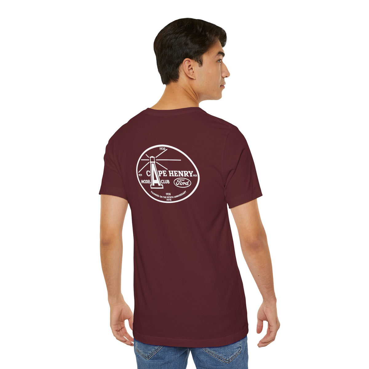 Cape Henry Model A Club Unisex Soft Short Sleeve Tee - Front and Back Logos