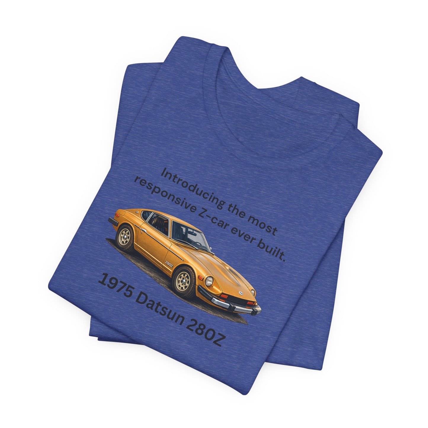 1975 Datsun 280Z Tee — Vintage Sports Car Graphic T-Shirt Black Lettering