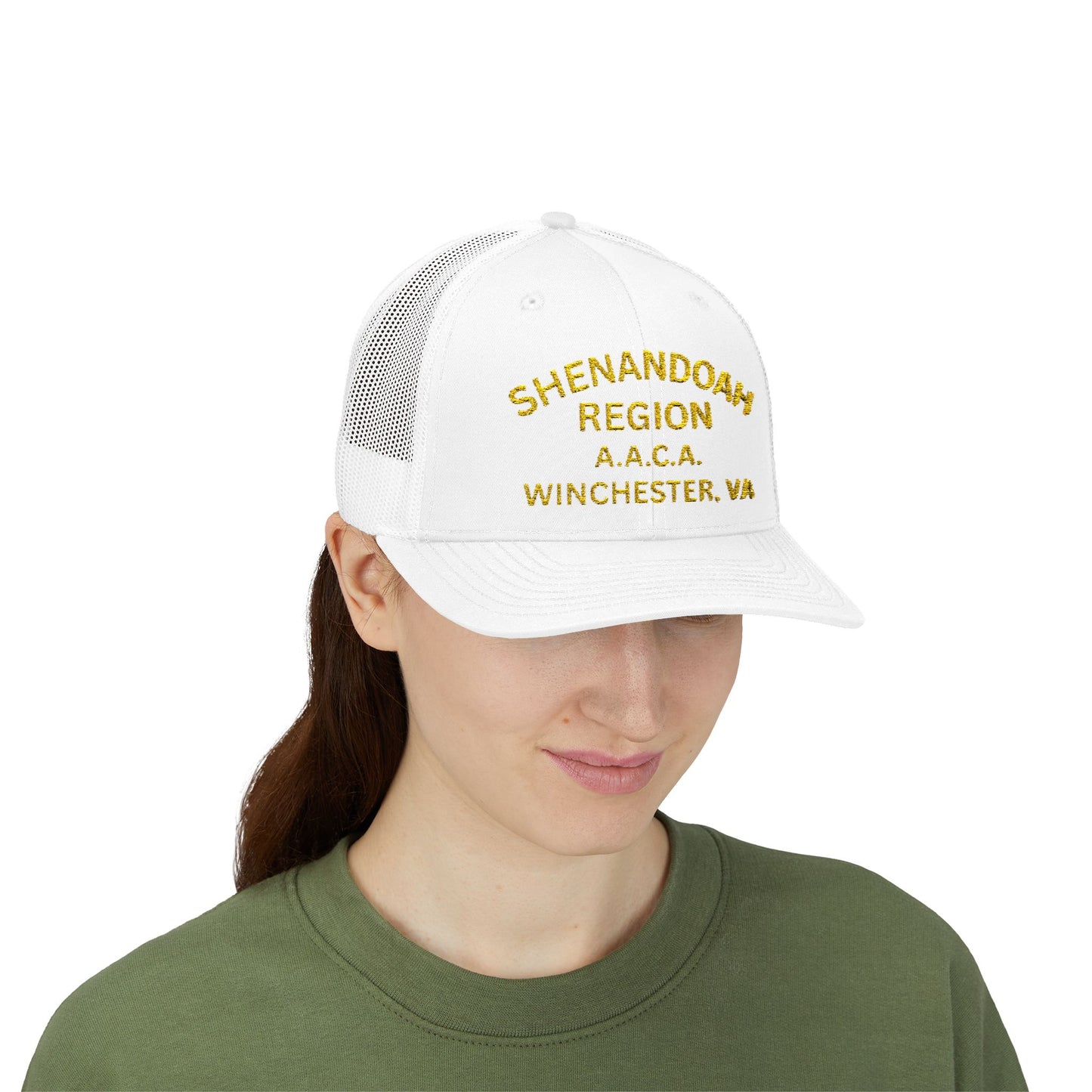 Shenandoah Region Embroidered Trucker Cap — "Shenandoah Region A.A.C.A. Winchester, VA" Mesh Snapback
