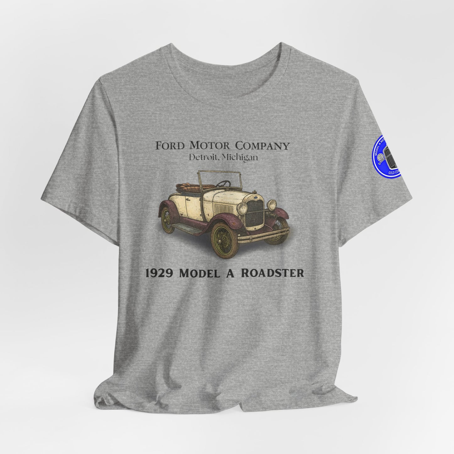 1929 Model A Ford Roadster T-Shirt – Gold Coast Logo on sleeve