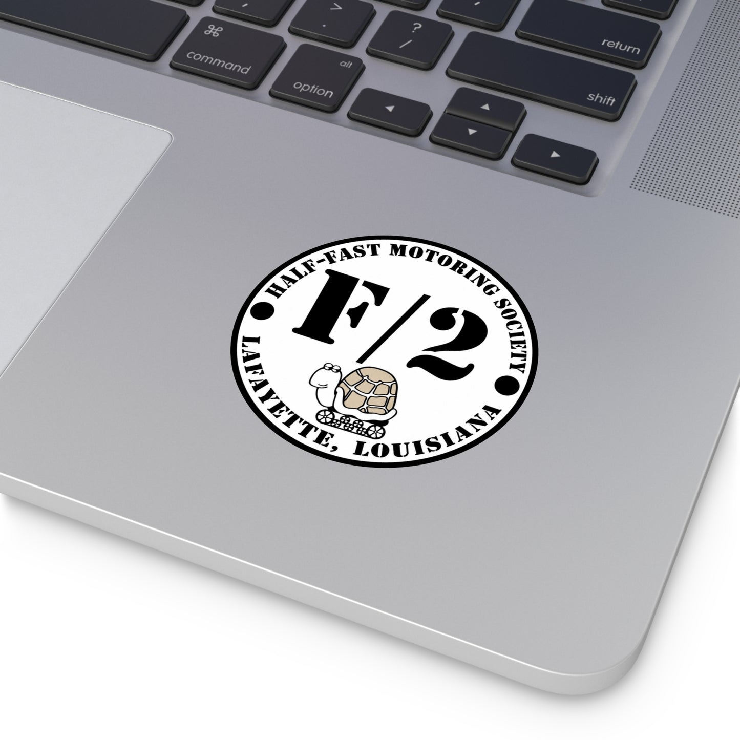 Half-Fast Motoring Society Round Sticker — Lafayette Louisiana