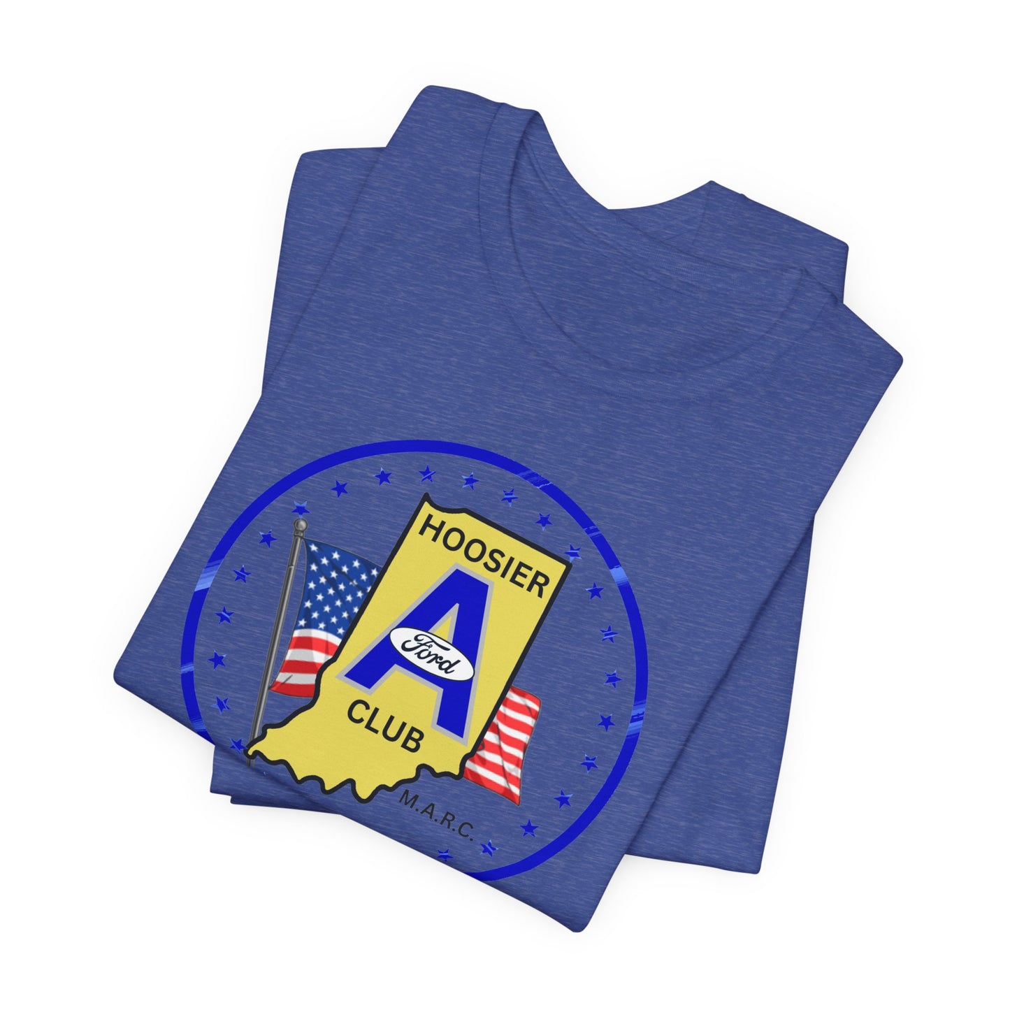 Hoosier A Ford Club T-Shirt — Indiana Flag Patch with American Flags