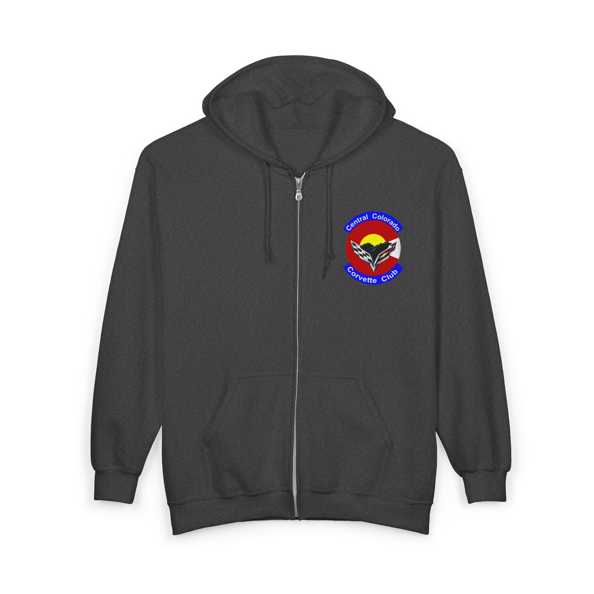 Central Colorado Corvette Club Zip Hoodie — Screen Printed Front and Back Logos