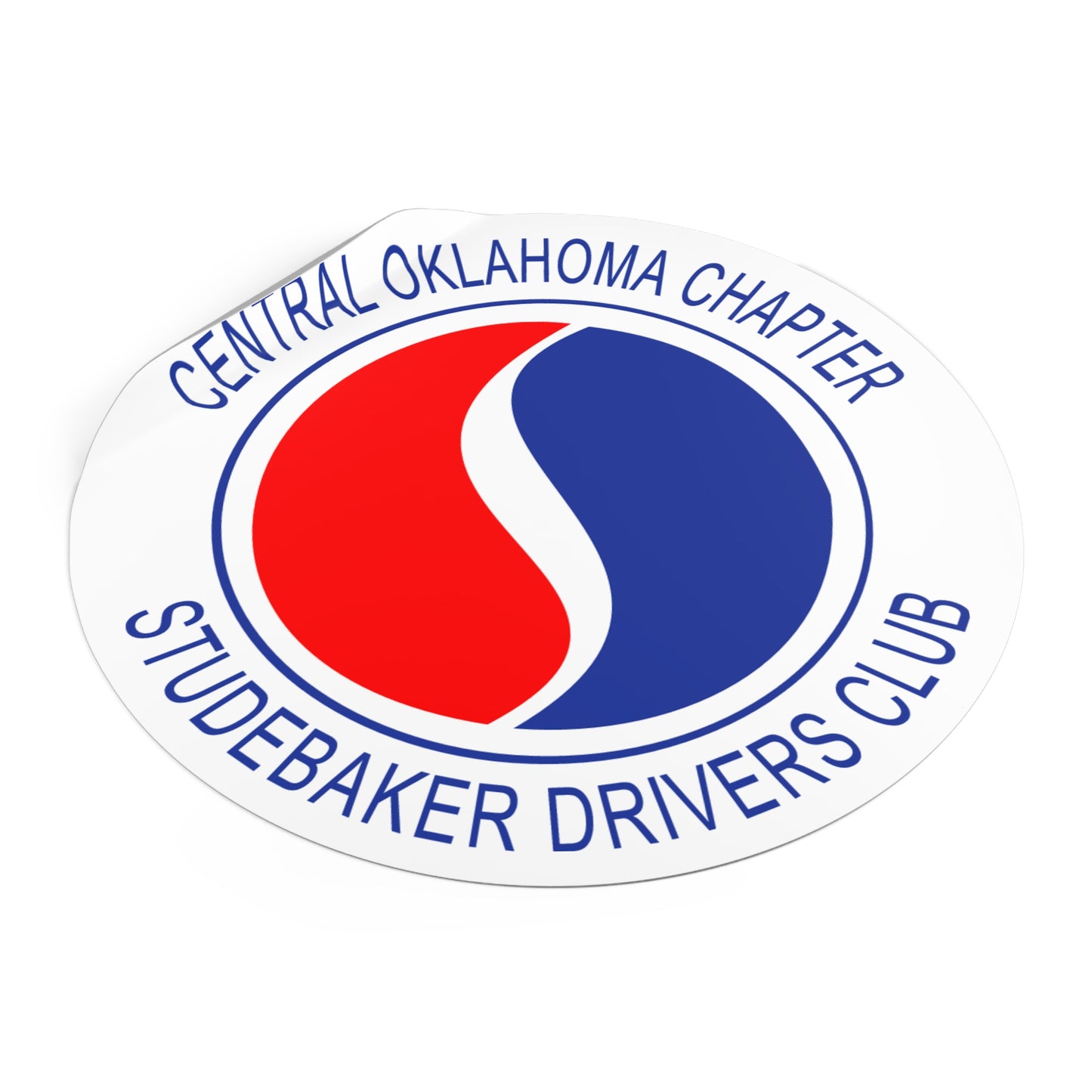 Central Oklahoma Chapter Studebaker Drivers Club Round Vinyl Sticker - Great for Windshields!