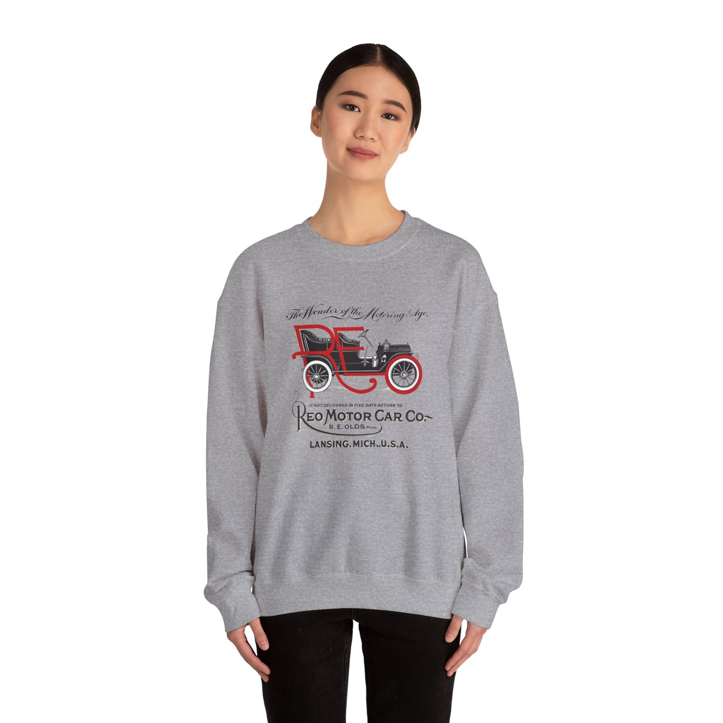 REO Motor Car Co. Crewneck Sweatshirt "The Wonder of the Motoring Age!"