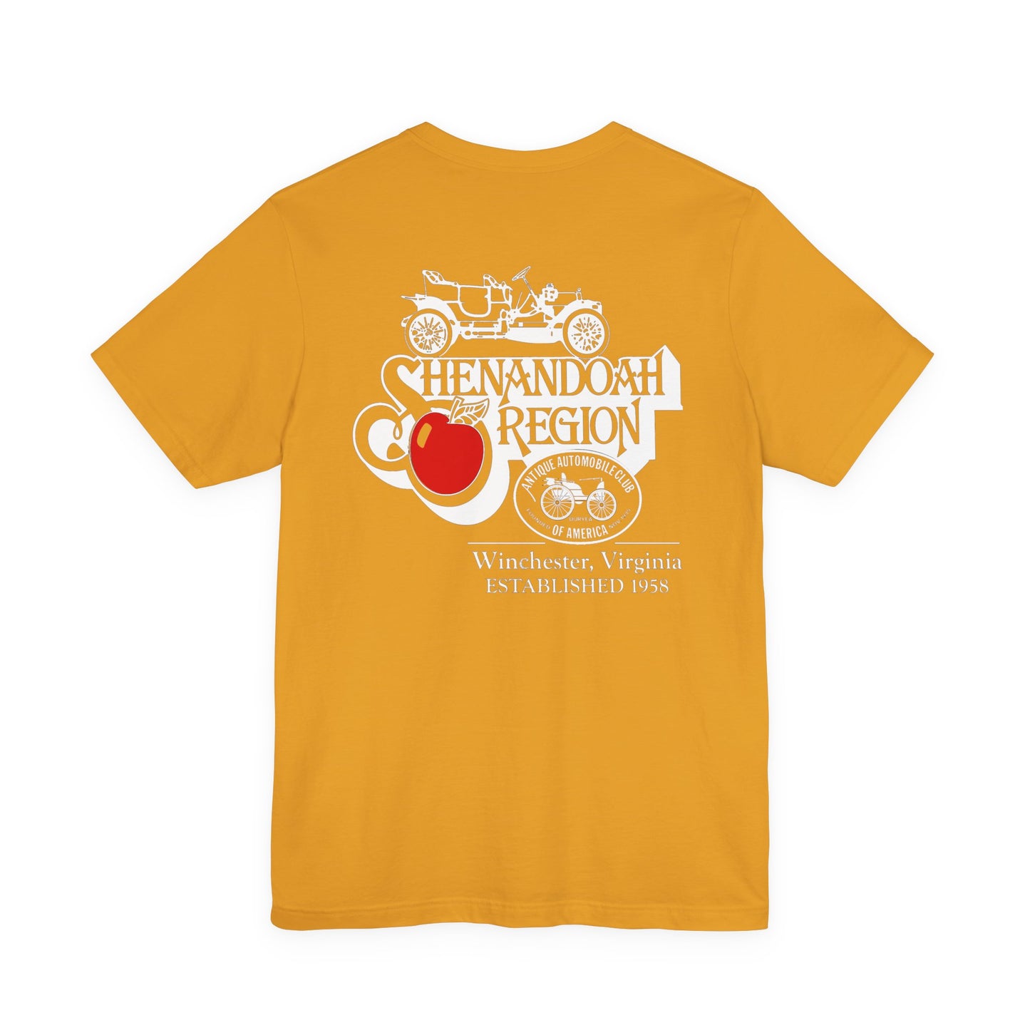 Shenandoah Region AACA Tee — Small AACA Front Logo and Large Shenandoah Region AACA Back Logo