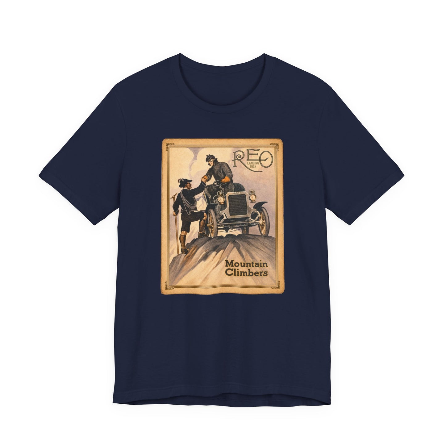 REO Lansing Michigan Mountain Climbers T-Shirt - Unisex Soft Short Sleeve Tee
