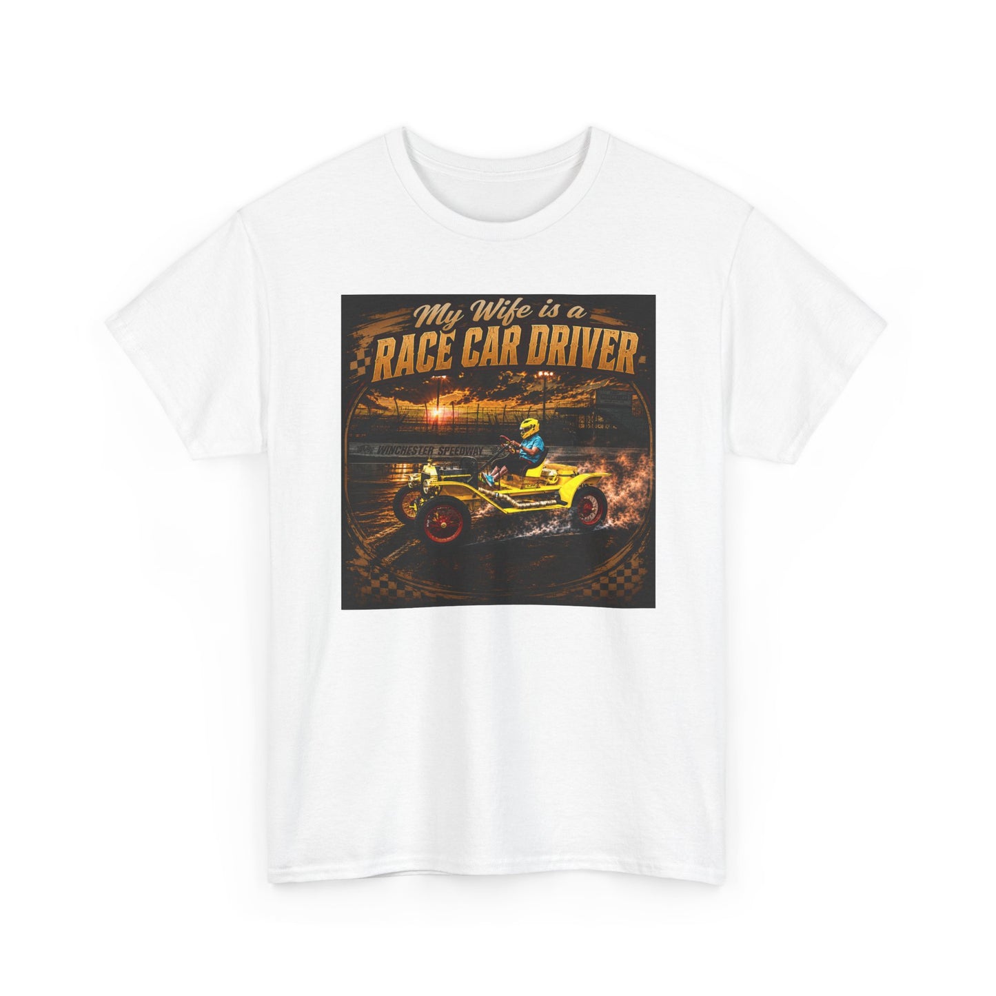 Race Car Driver Queen T-Shirt — "My Wife Is a Race Car Driver" Vintage Racing Tee