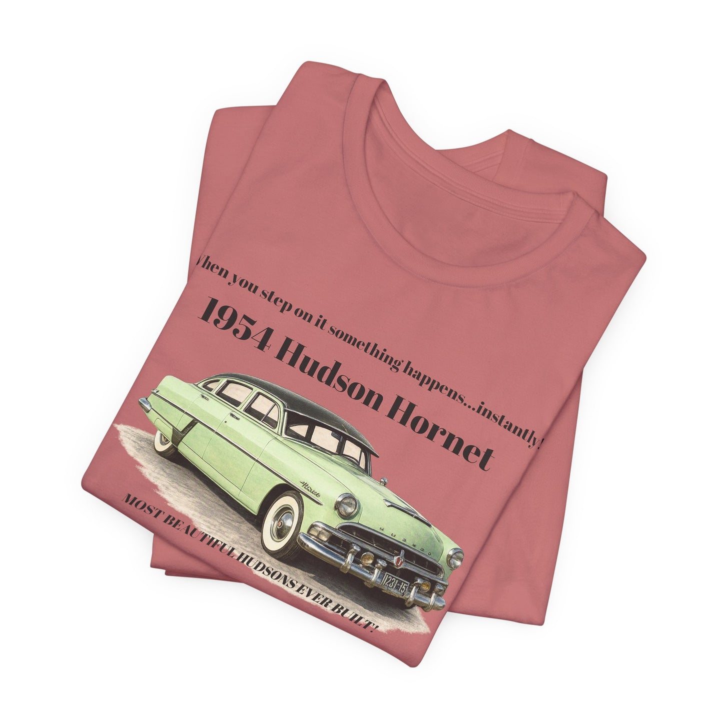 1954 Hudson Hornet Vintage Car Tee — Retro Classic Car Graphic T-Shirt (JF)