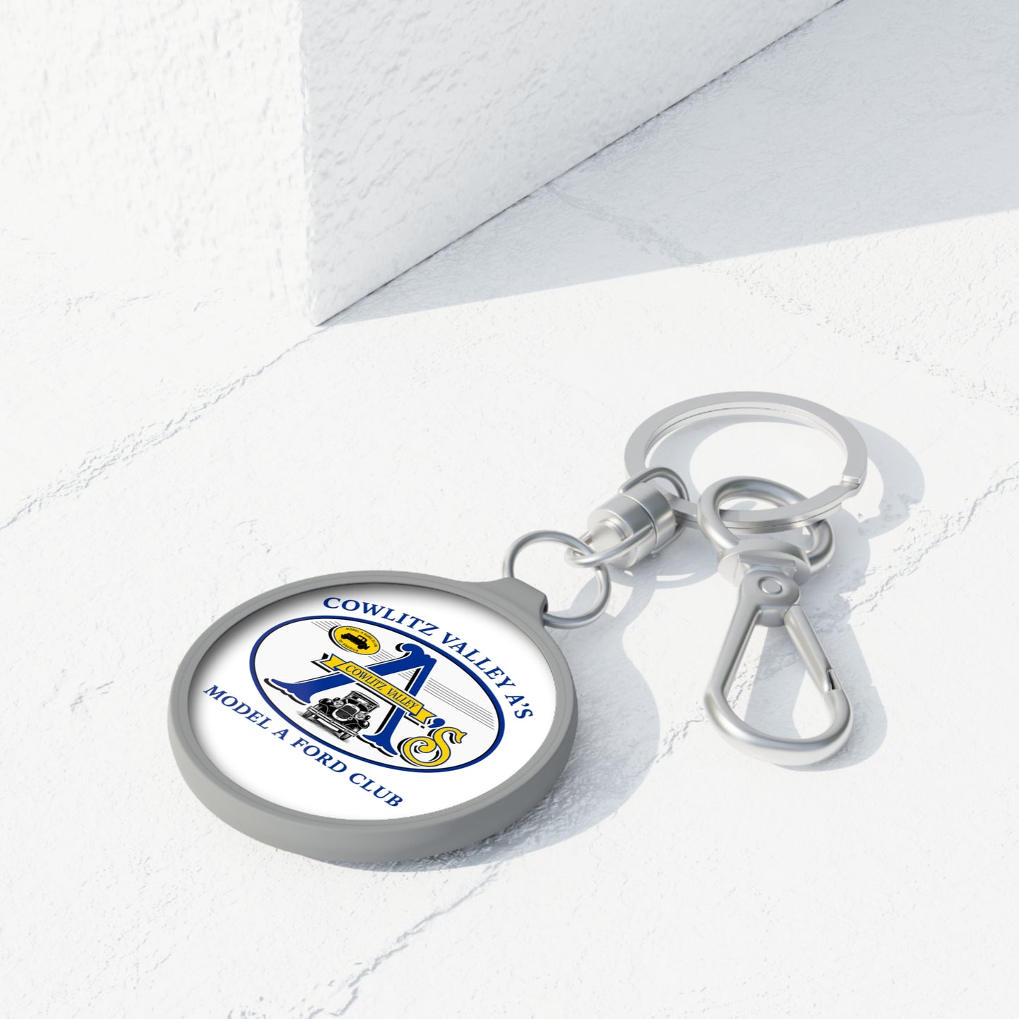 Cowlitz Valley A's Model A Ford Club Round Keyring Tag