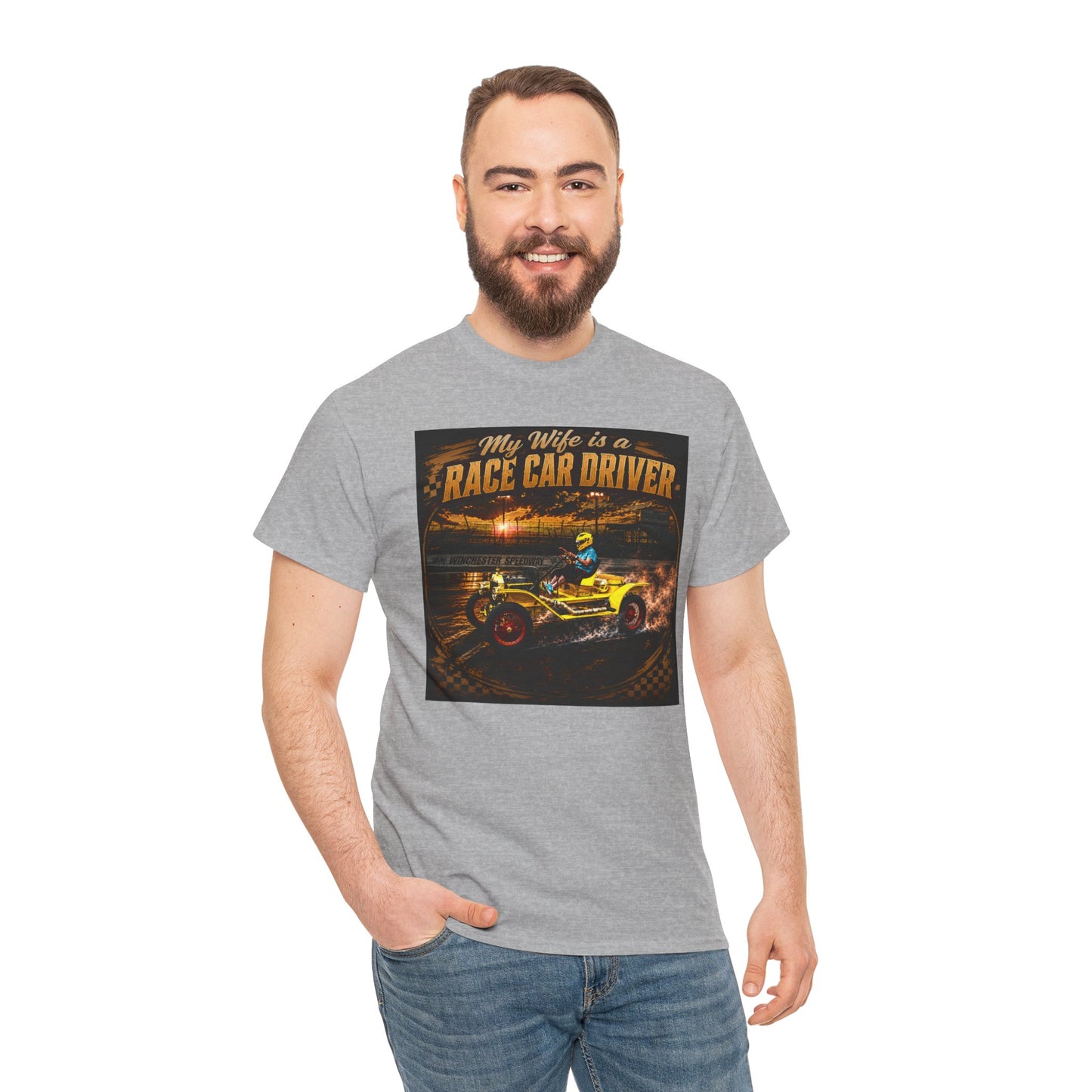 Race Car Driver Queen T-Shirt — "My Wife Is a Race Car Driver" Vintage Racing Tee