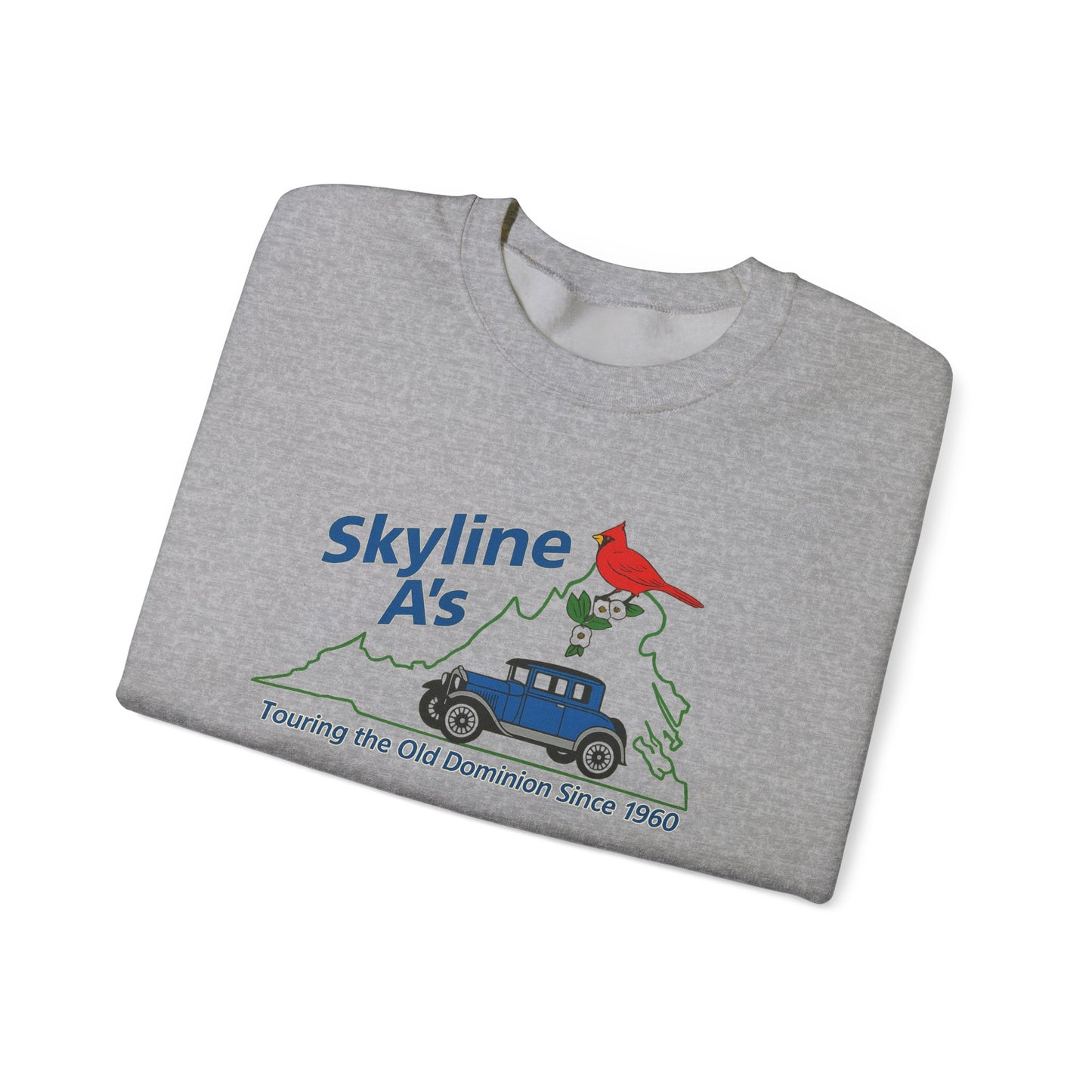 Skyline A's Crewneck Sweatshirt – Vintage Roadtrip Cardinal Tour Design