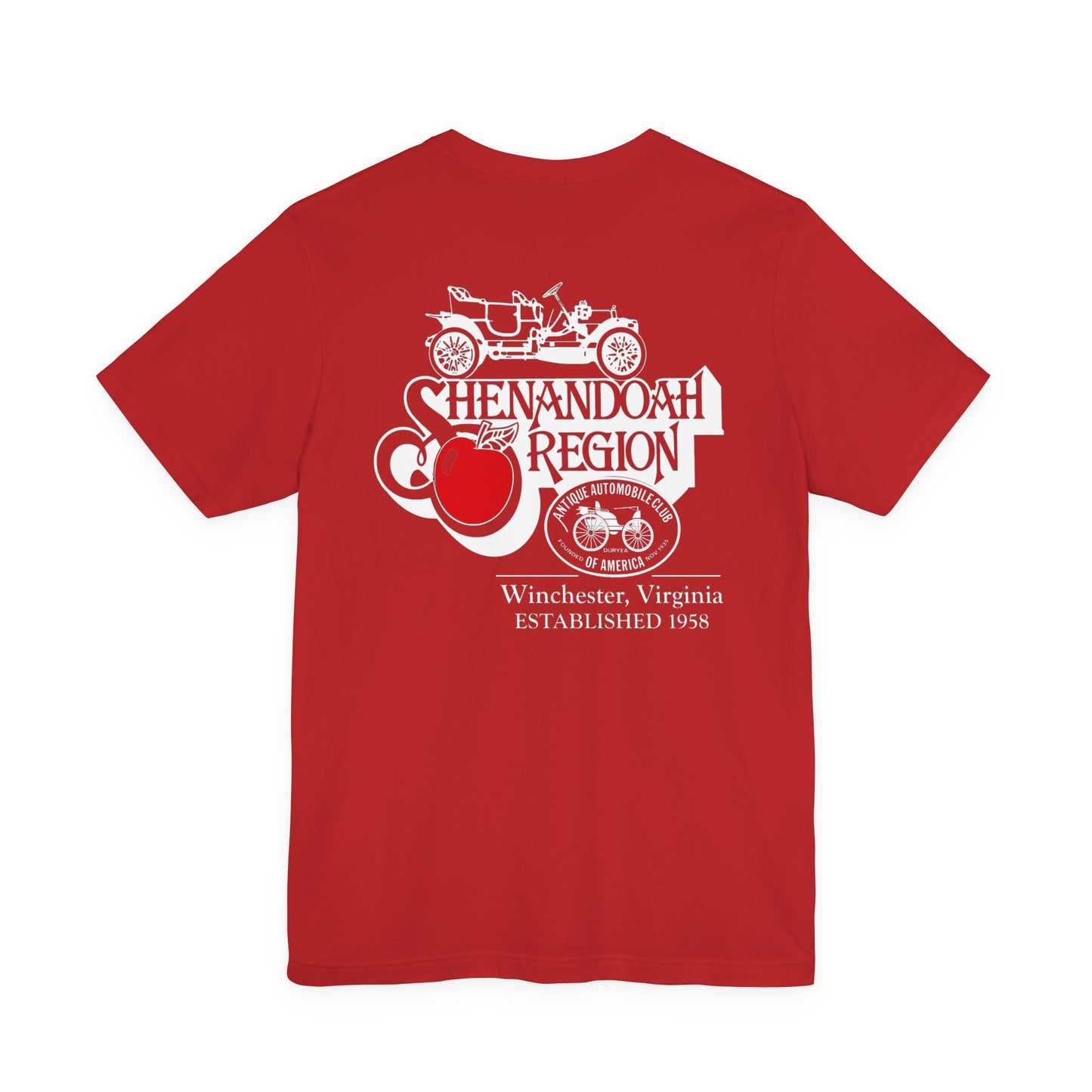 Shenandoah Region AACA Tee — Small AACA Front Logo and Large Shenandoah Region AACA Back Logo