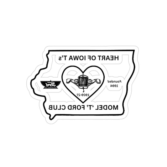 Heart of Iowa T's (for inside of windshield) Transparent Outdoor Stickers, Die-Cut, 1pc