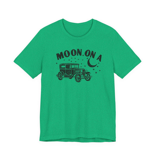 Moon On A Vintage Car T-Shirt — Retro Moon Graphic Tee