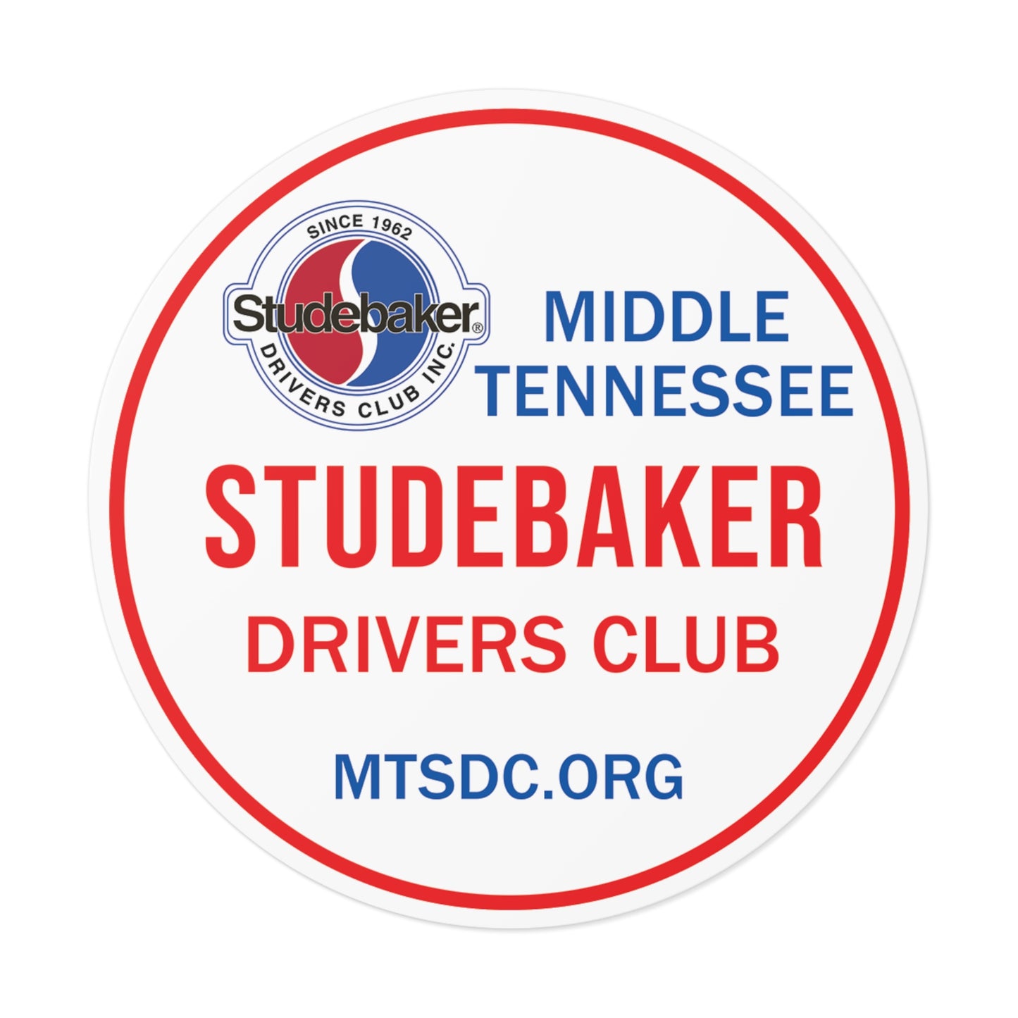Middle Tennessee Studebaker Drivers Club Chapter Vinyl Sticker — Great for Windshields!