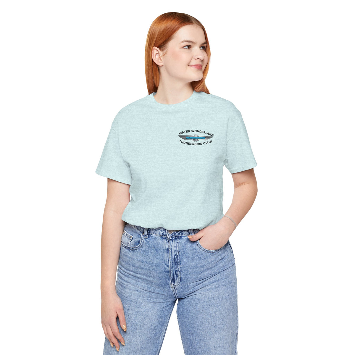 Water Wonderland Thunderbird Club T-Shirt Front and Back Logos – Unisex Soft Short Sleeve Tee