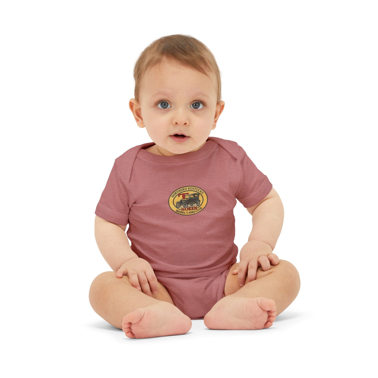 Infant Onesie with NoKen Model T Club logo - Baby Adventure Bodysuit