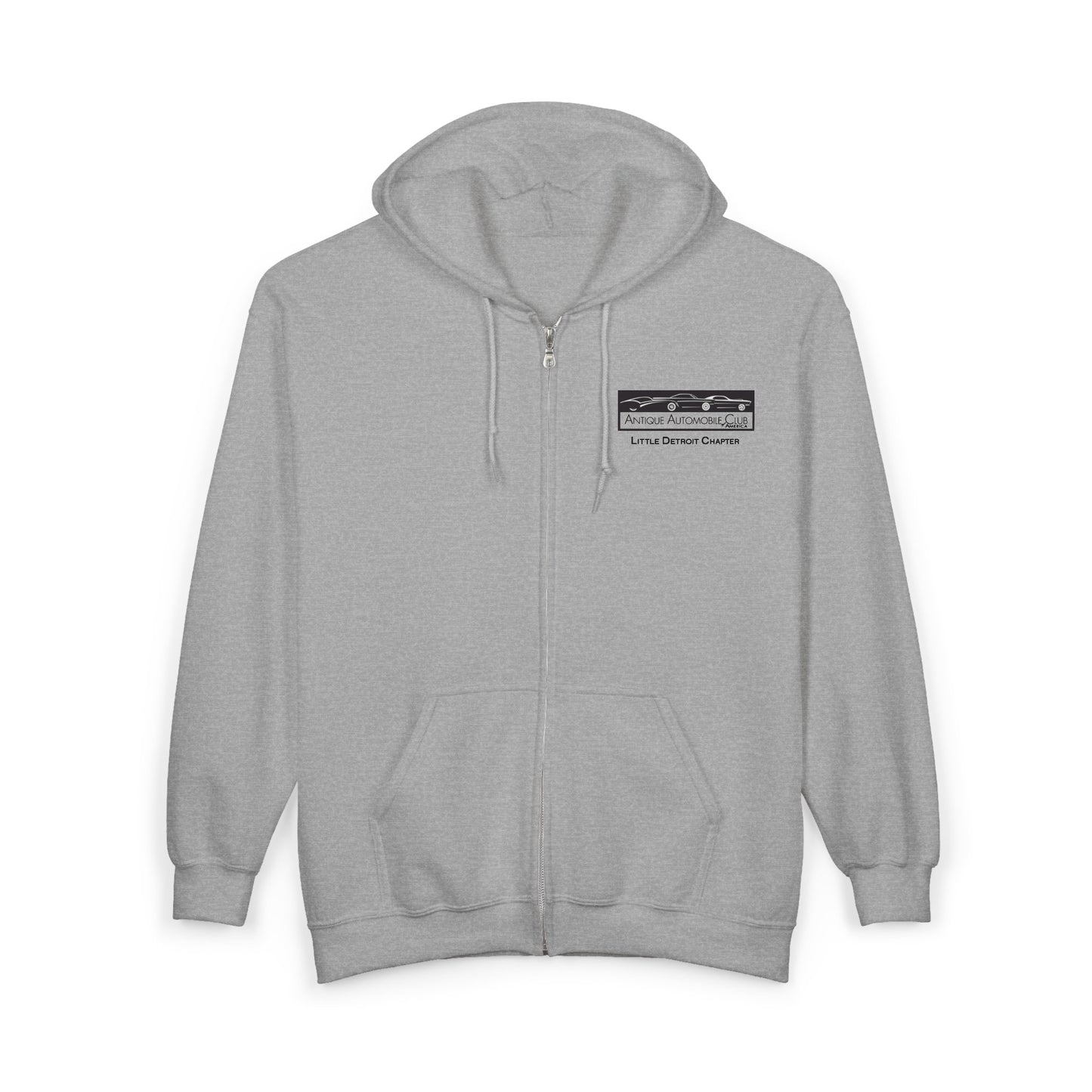 Little Detroit Chapter AACA North Carolina Full-Zip Hoodie — Small Front Logo and Large Back Logo