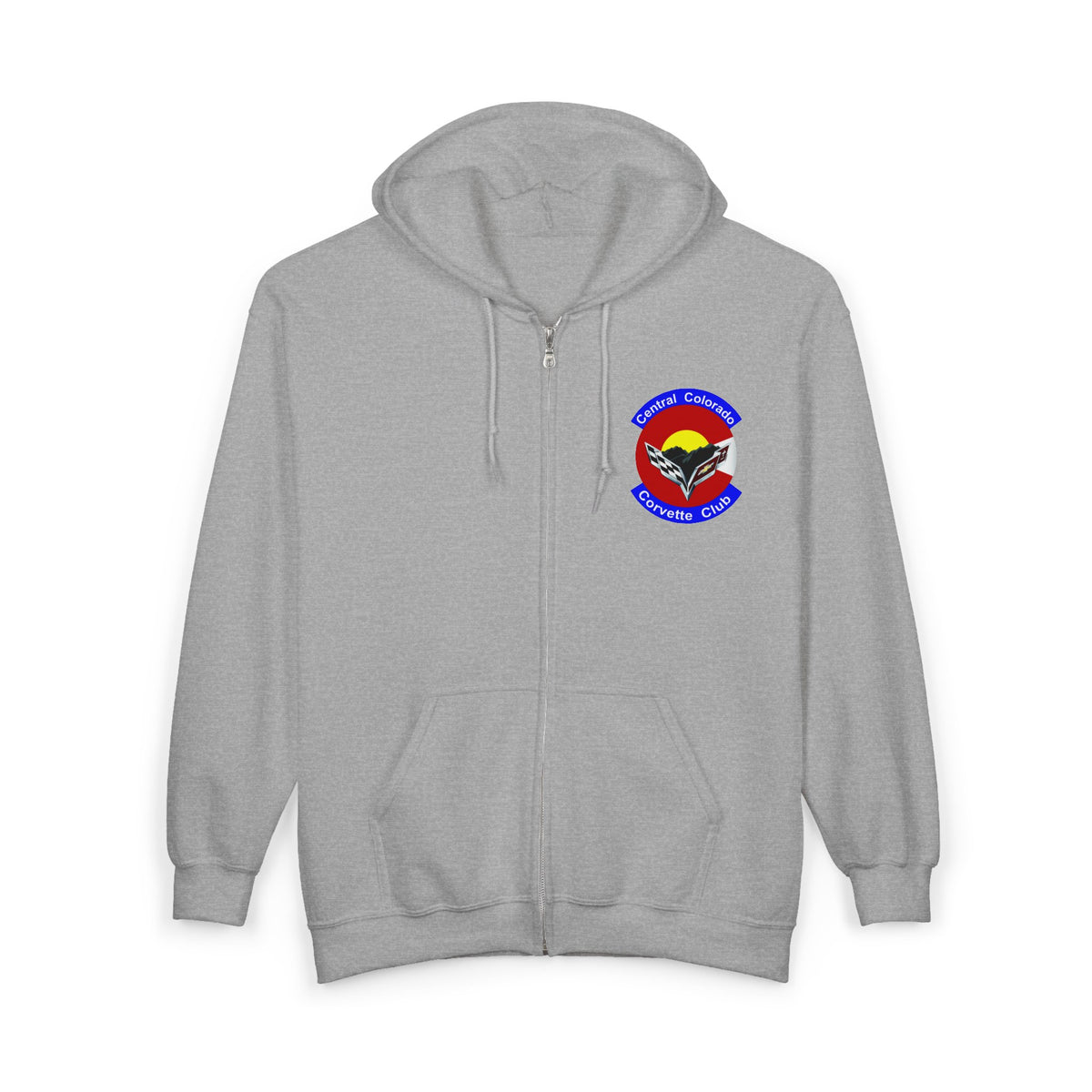 Central Colorado Corvette Club Zip Hoodie — Screen Printed Front and Back Logos