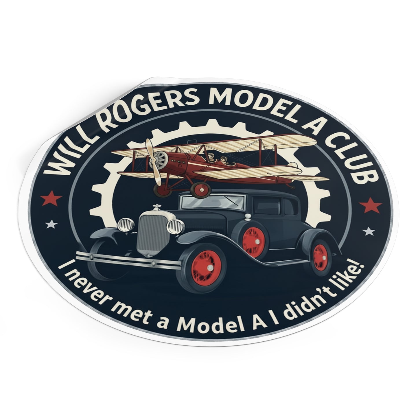 Will Rogers Model A Club Round Vinyl Sticker — Great for your Model A windshield!