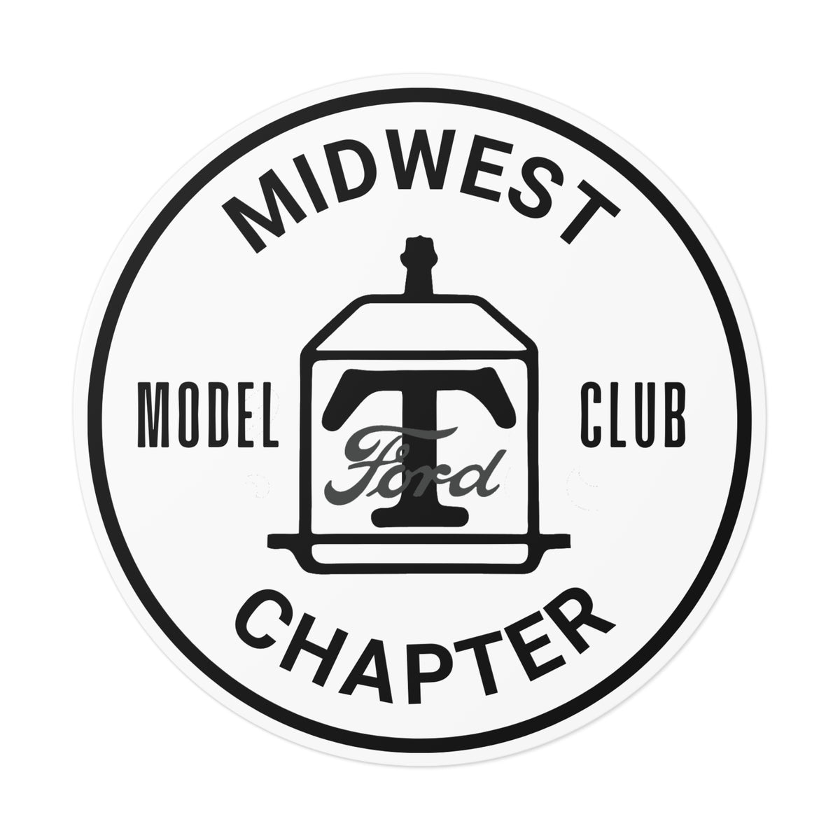Midwest Chapter - The Model T Ford Club Round Vinyl Sticker — Vintage Car Decal